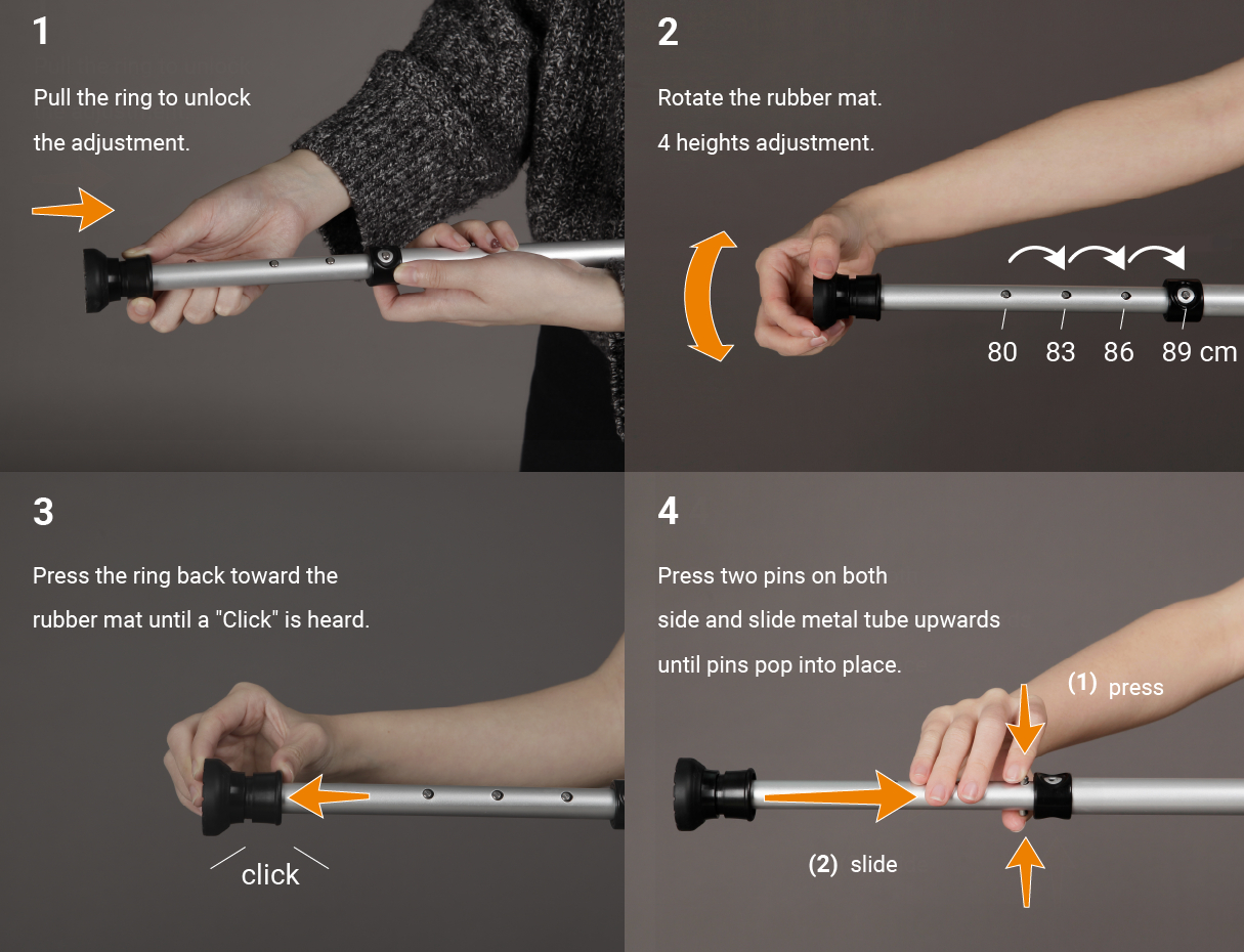 AH02 one-button height adjustment illustration