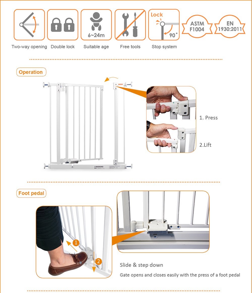 baby gate with foot pedal